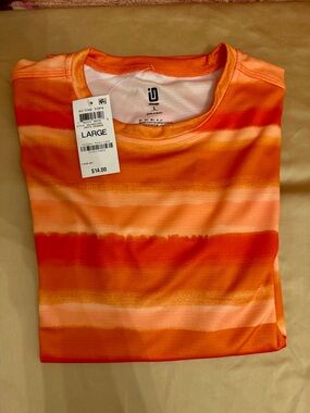 Ideology Boys Active T-Shirt Orange Stripe NWT Size L Athletic Top